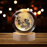 Glowing Crystal Ball Lamp with LED Wooden Base (Only Moon Shape)