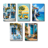 set of 5 italian vintage homes art themed wall art wooden sticky Phototile frames for wall home and girls room decoration