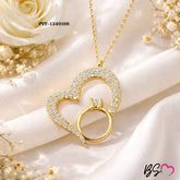 Korean Heart Locket With Ring – Elegant Golden Pendant Necklace - Random Color