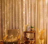 LED Fairy Light Curtain Jaal Golden Color For Room Wall Decoration Function Party Birthday Wedding - Electronics Accessory Designed For Lighting - 10x10 Ft