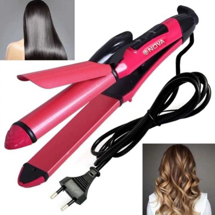 2in1 Nova Hair straightener & Curler | 2-in-1 Dual-Use Styling Tool with Quick Heat-Up Technology, Ceramic Plates for Smooth Straightening